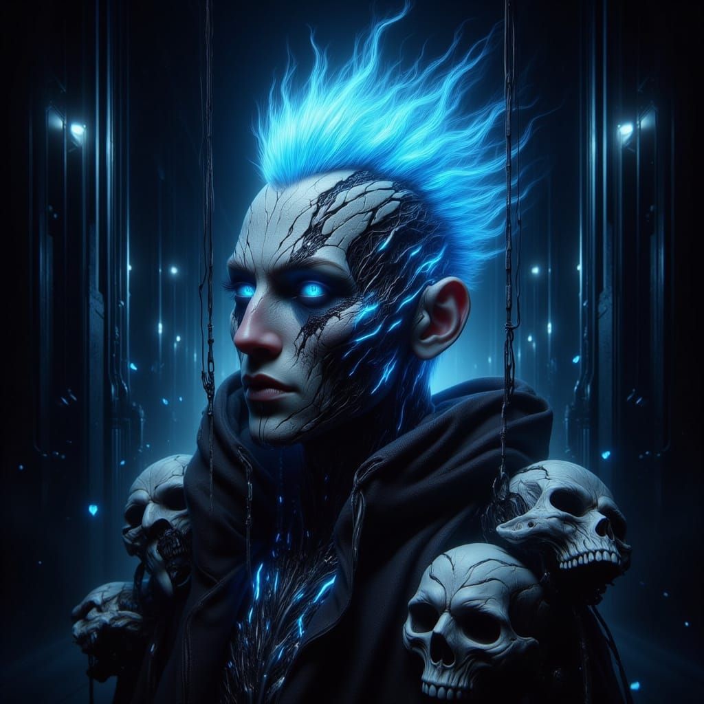 Cybernetic Clown in Dark Cyberpunk Armor