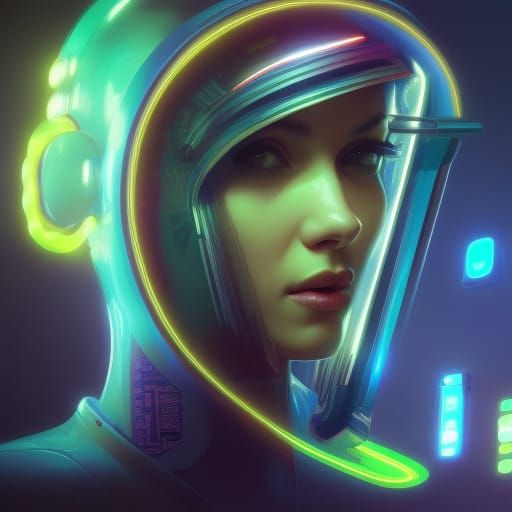 Neon Lit Arcade Machine Portrait in Hyperdetailed Style