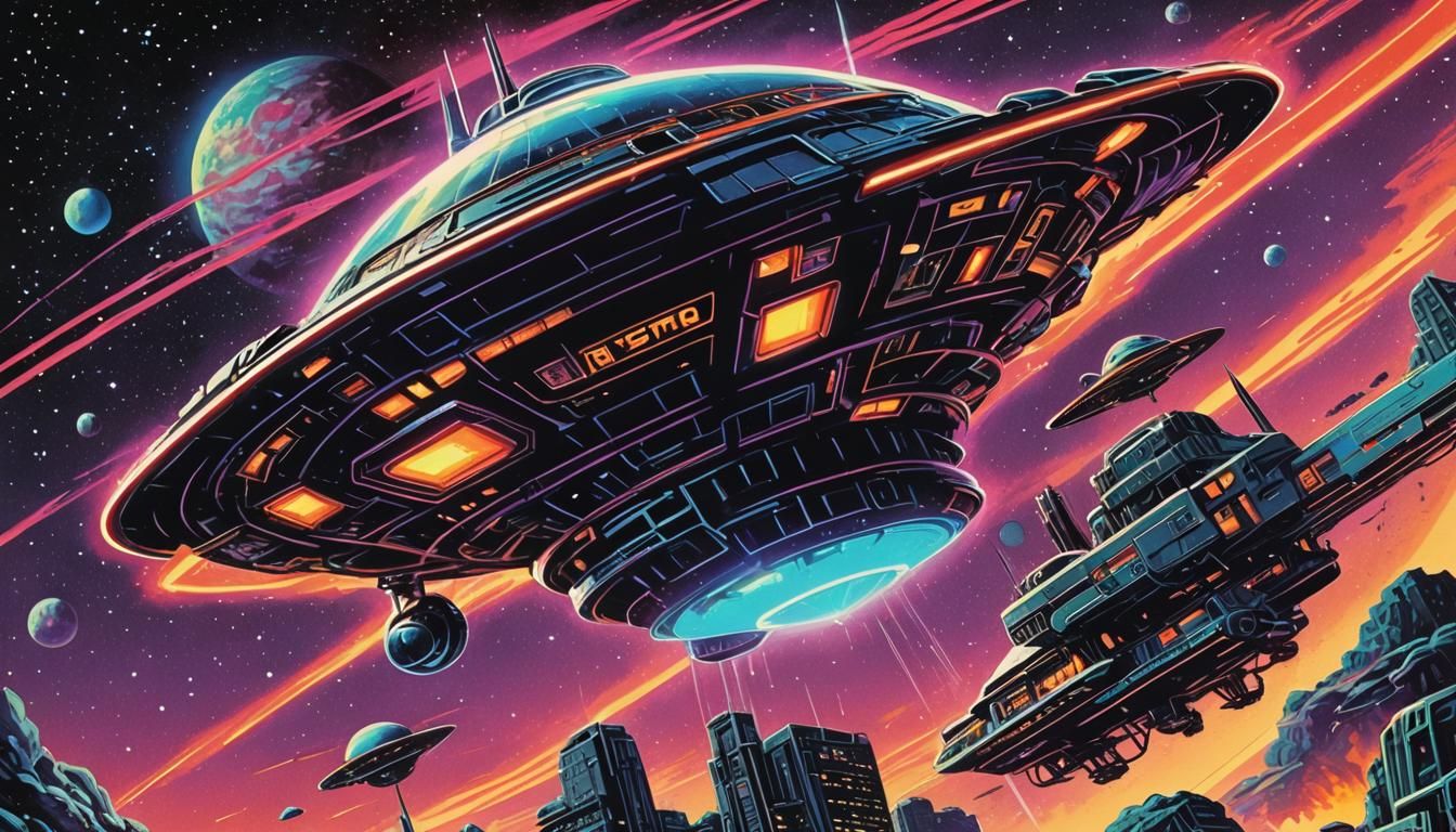 Retro-Futuristic Comic Book Art with Neon Gradients