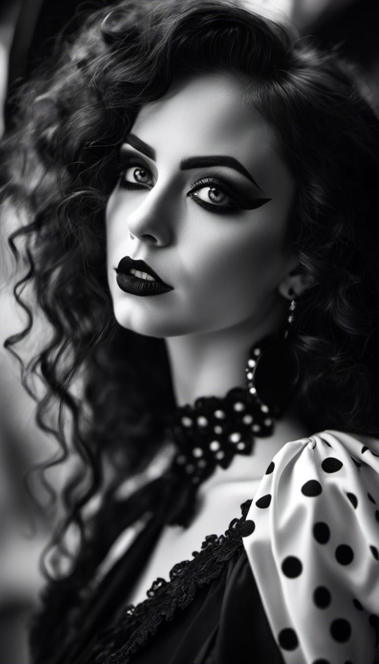 High Contrast Portrait of Goth Woman with Admiration