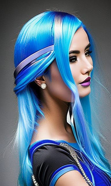 Woman with Blue Hair Portrait