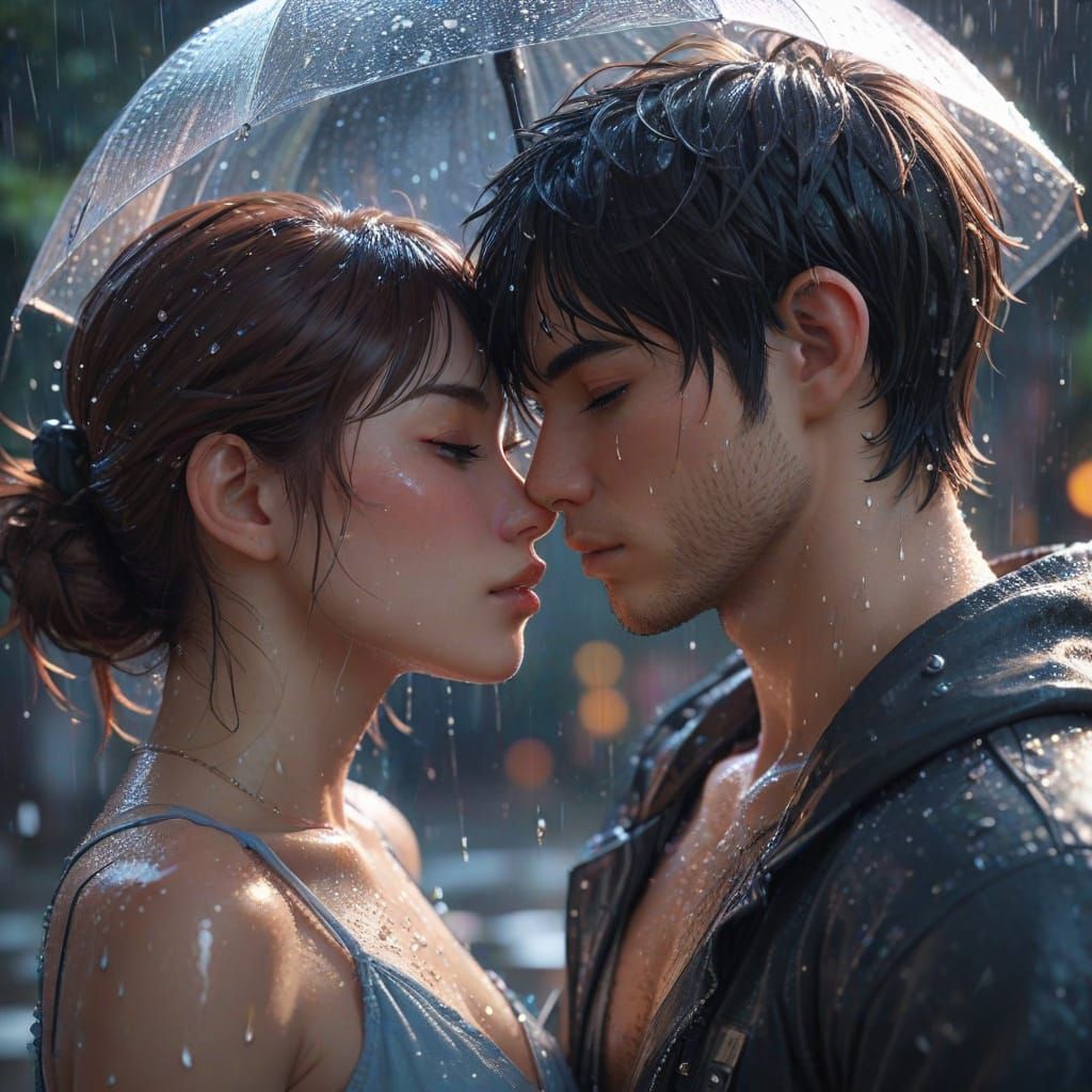 Tender Kiss in the Rain, Romantic Anime Style