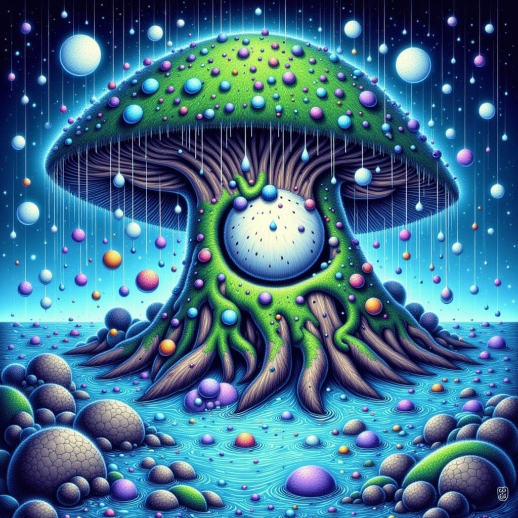 Sentient Constellation Tree Weeps Moonlight Tears Into Sea