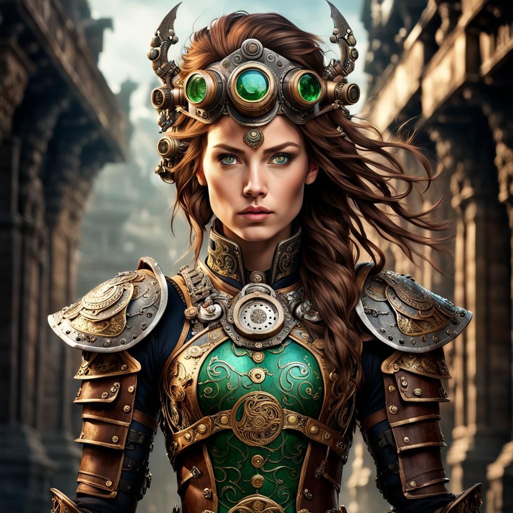 Steampunk Warrior with Jade Armor