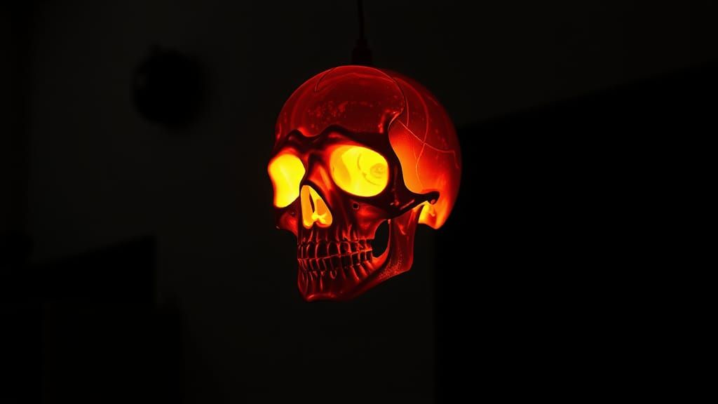 Skull Lamp Illuminates Dark Office Studio