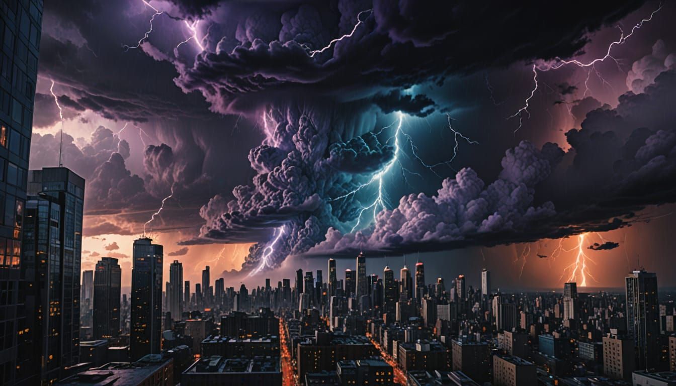 Stormy Metropolis in Epic Cinematic Style