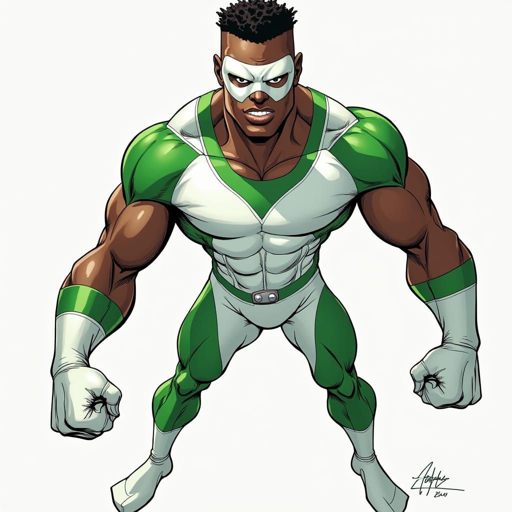 Dynamic Superhero Ready for Action in Comic Book Style