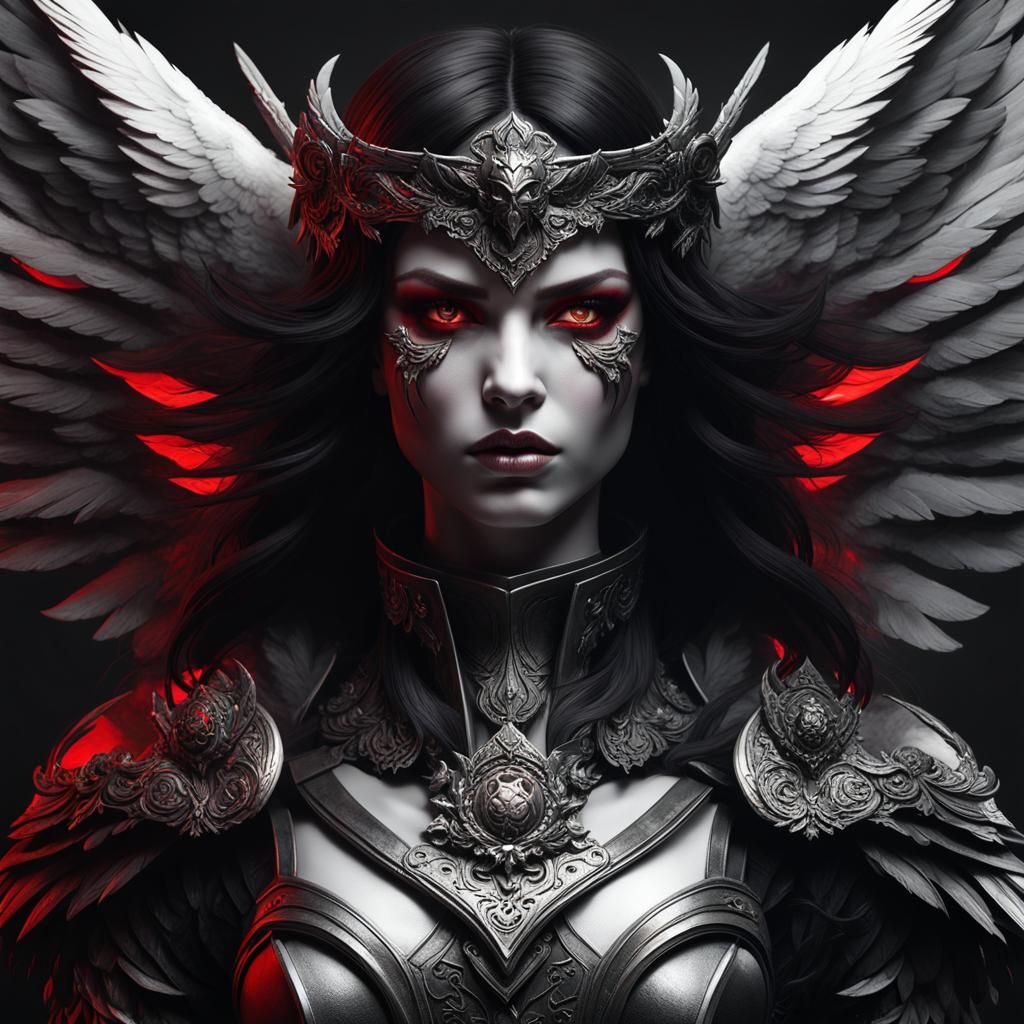 Gothic Angel in Flight with War Paint