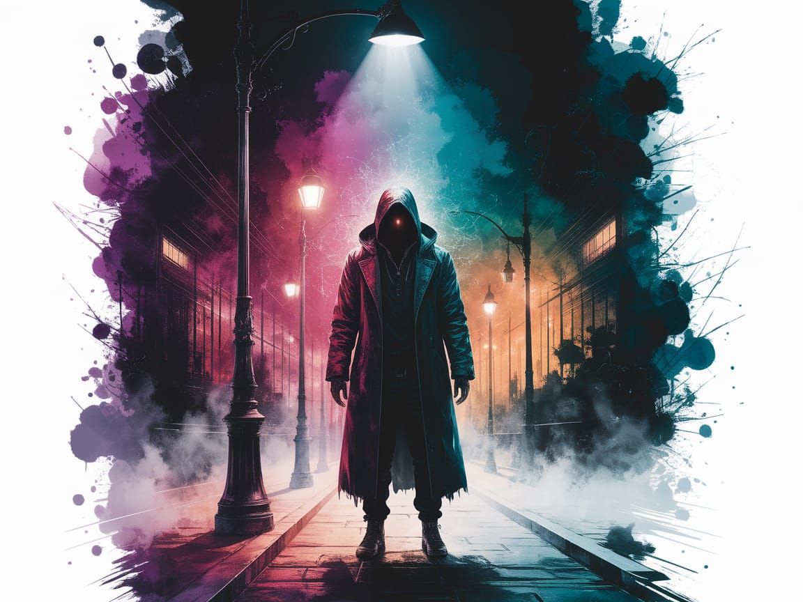 Figure in Mist: Watercolor Dark Fantasy Concept Art