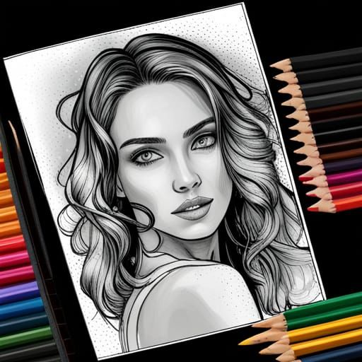 Beautiful Woman with Green Eyes Coloring Page