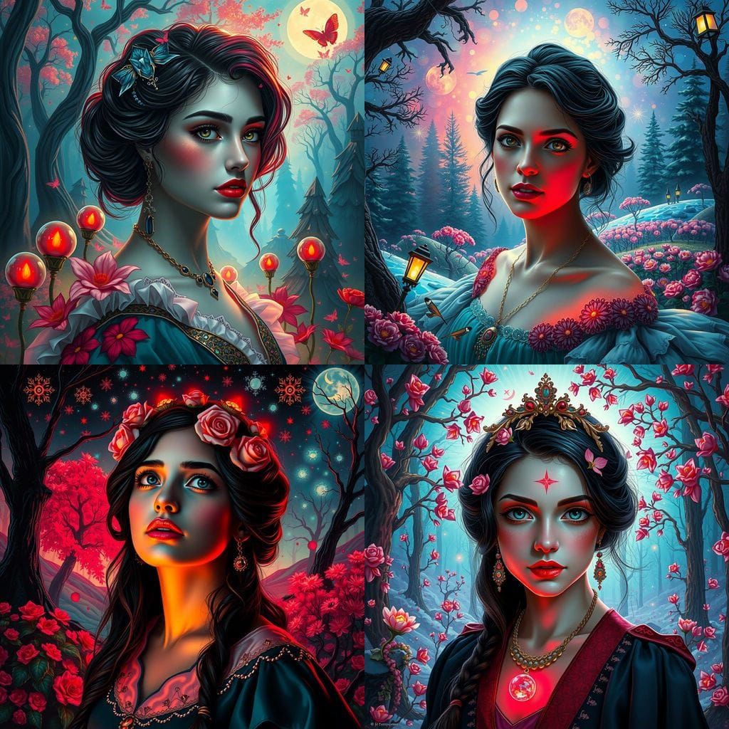 Surreal Wonderland Portrait in Vibrant Snow White Colors