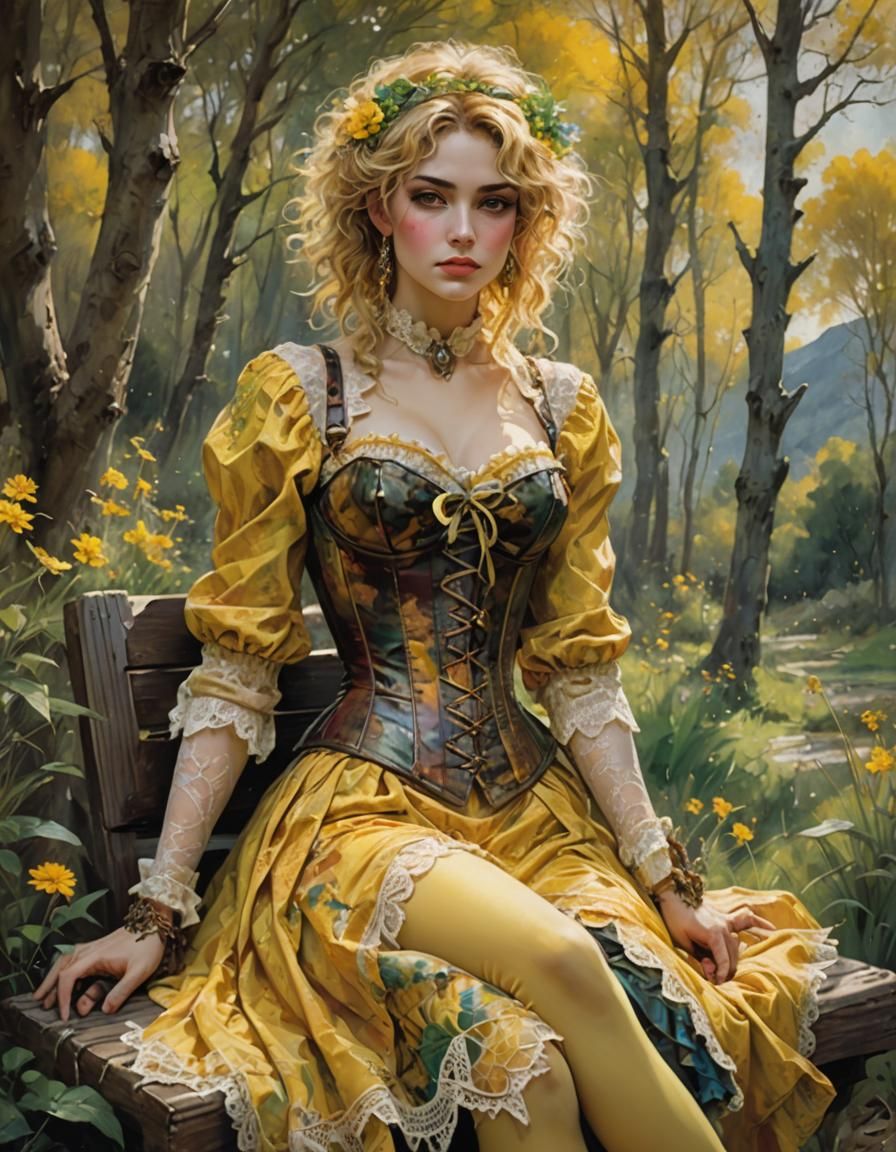 Psychedelic Meadow Portrait in Chiaroscuro Style