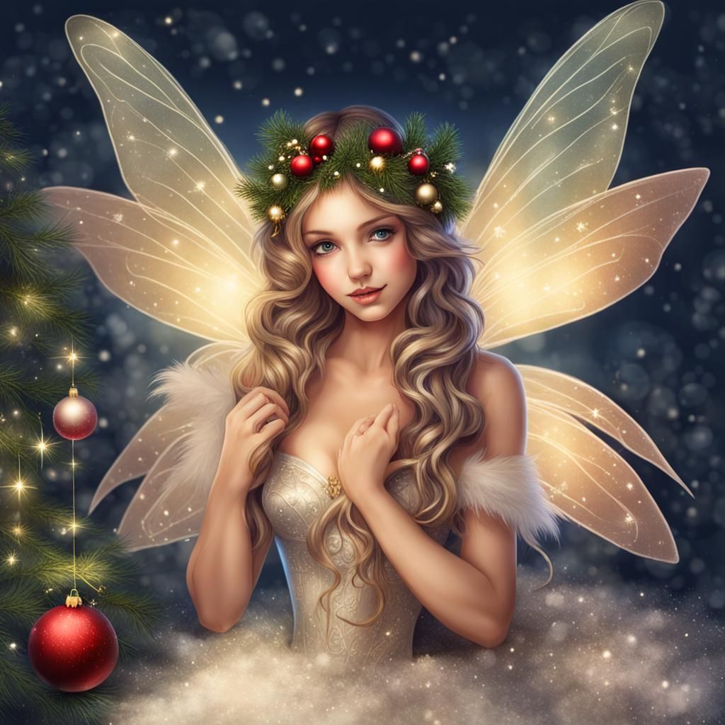 Enchanting Christmas Fairy in Winter Scene