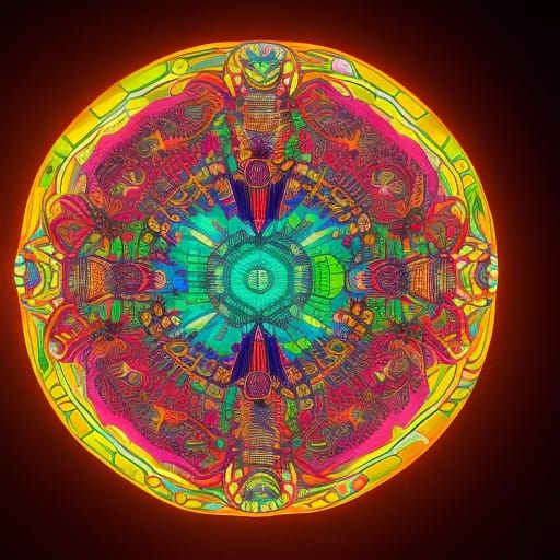 Art Nouveau Butterfly Mandala in Cyberpunk Steampunk Style