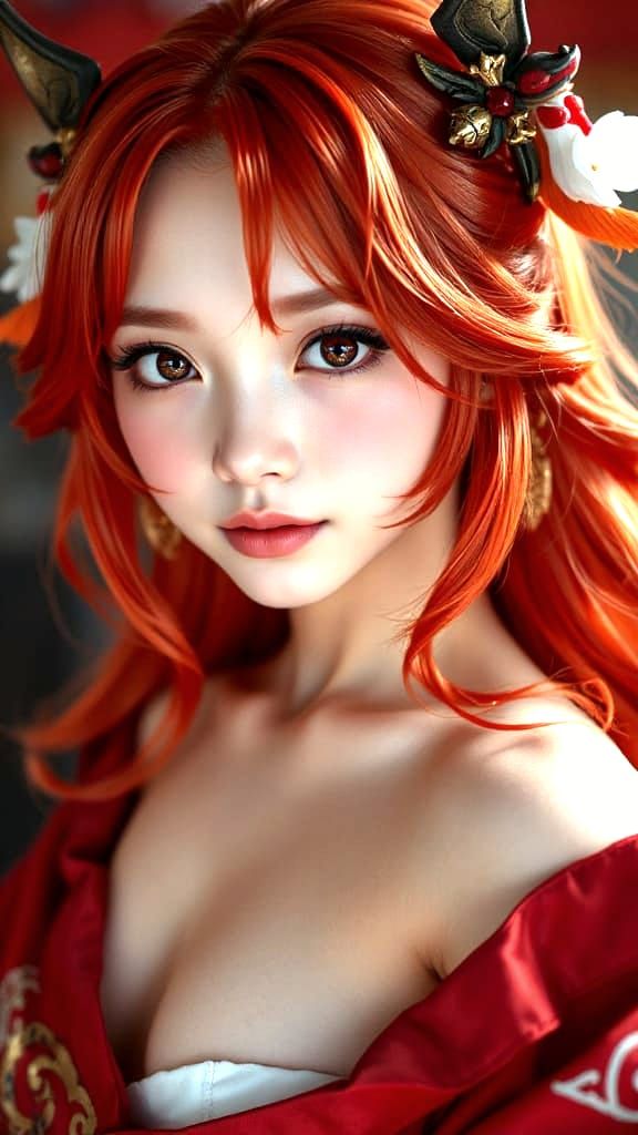 Photorealistic Portrait of Yae Miko in 8k