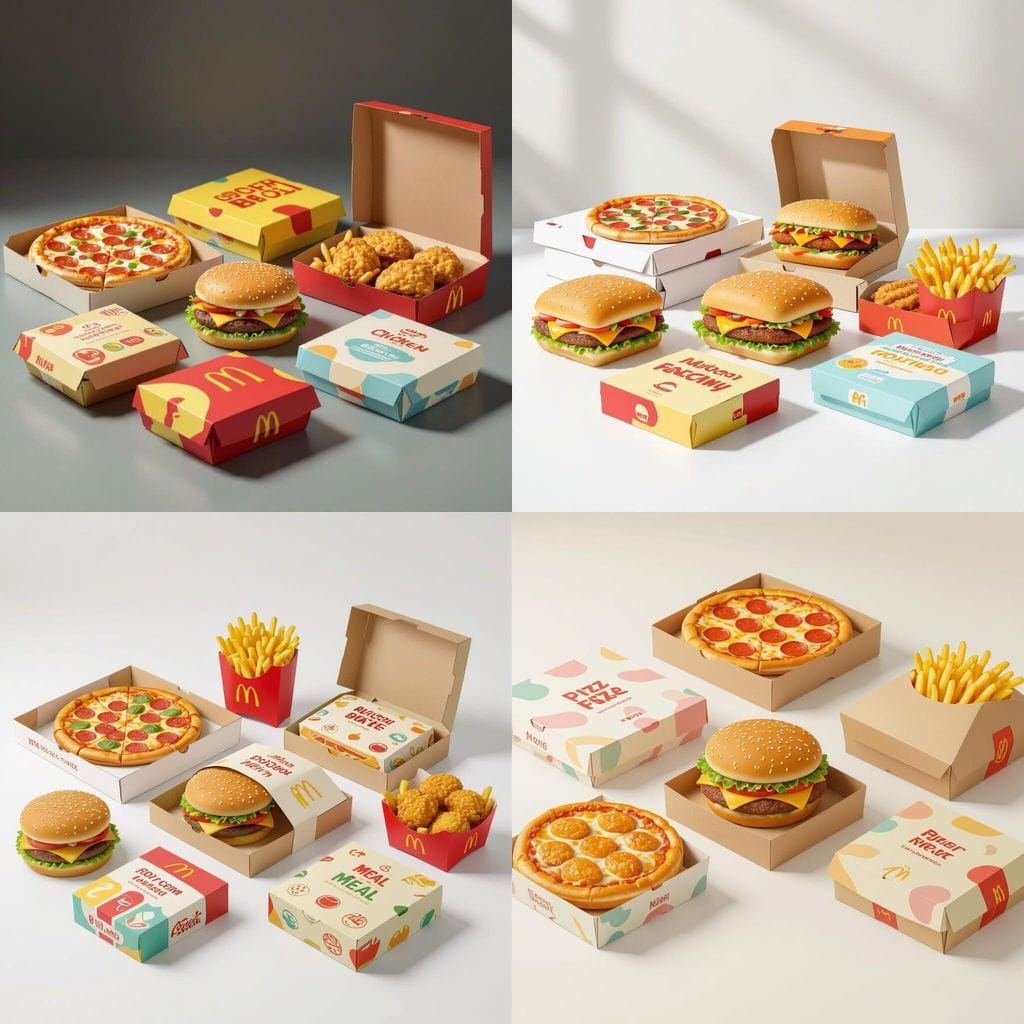 Realistic 3D Mockup of Modern Fast Food Packaging