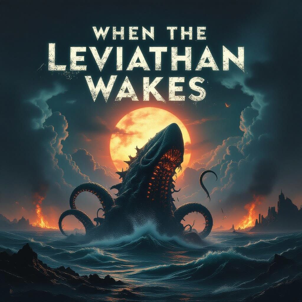Ethereal Album Cover of Leviathan Rising in Apocalyptic Prog...