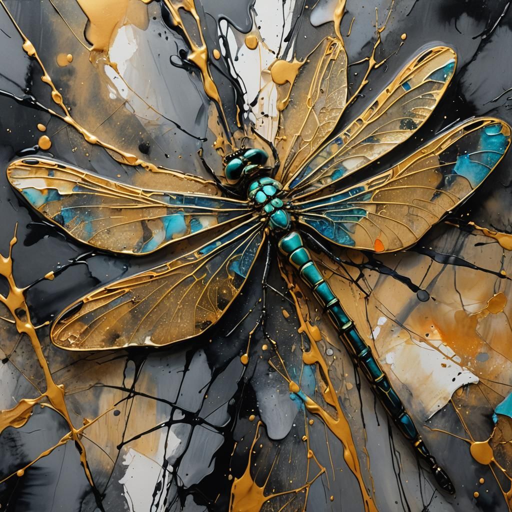 Dragonfly in Abstract Expressionism Style