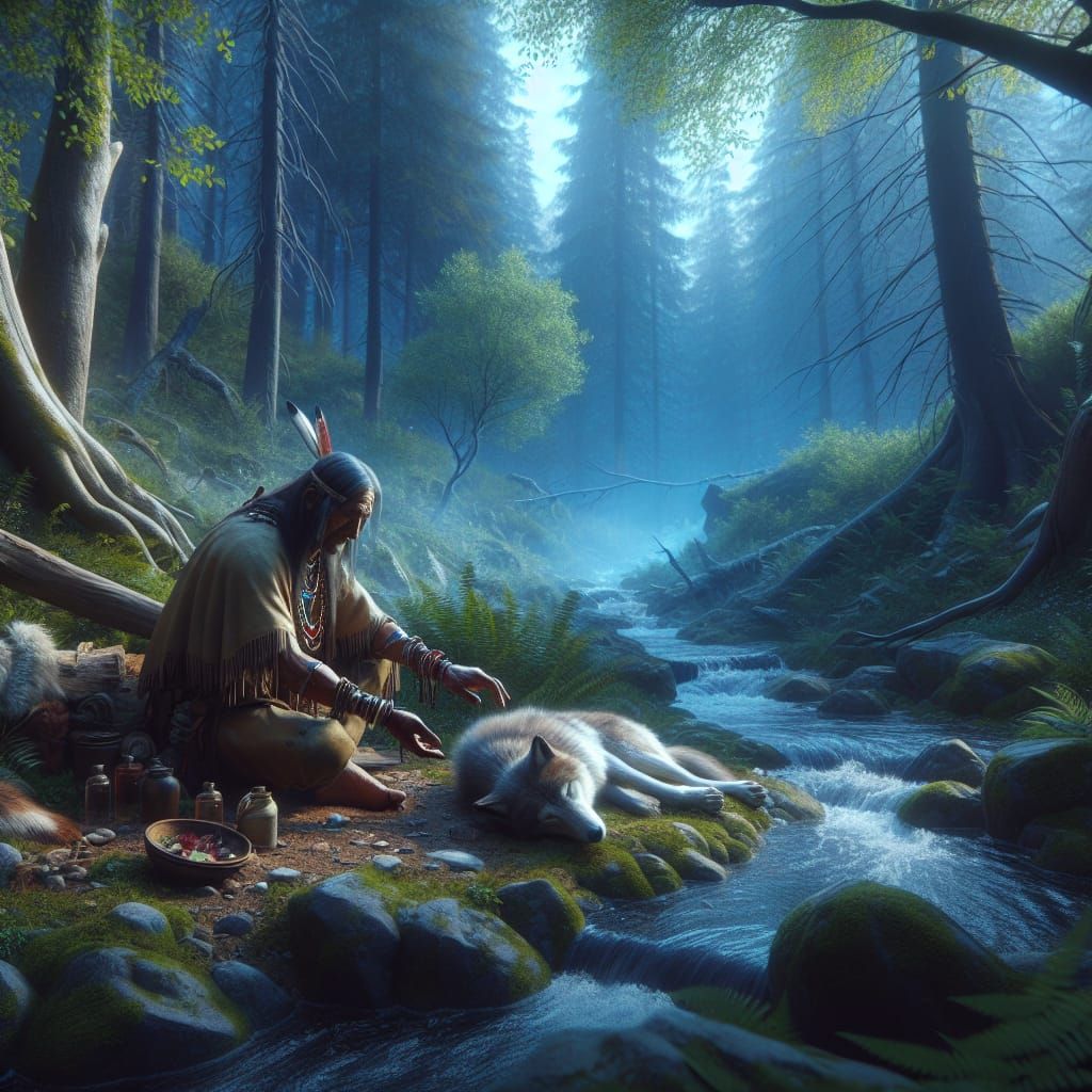 Indigenous Healer Bonds with Nature in a Fantastical Wildern...