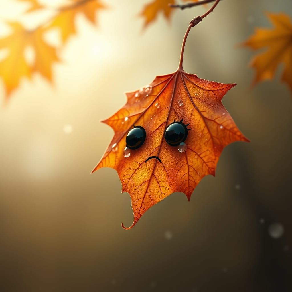 Sorrowful Maple Leaf Drifts Away on a Gusty Autumn Afternoon