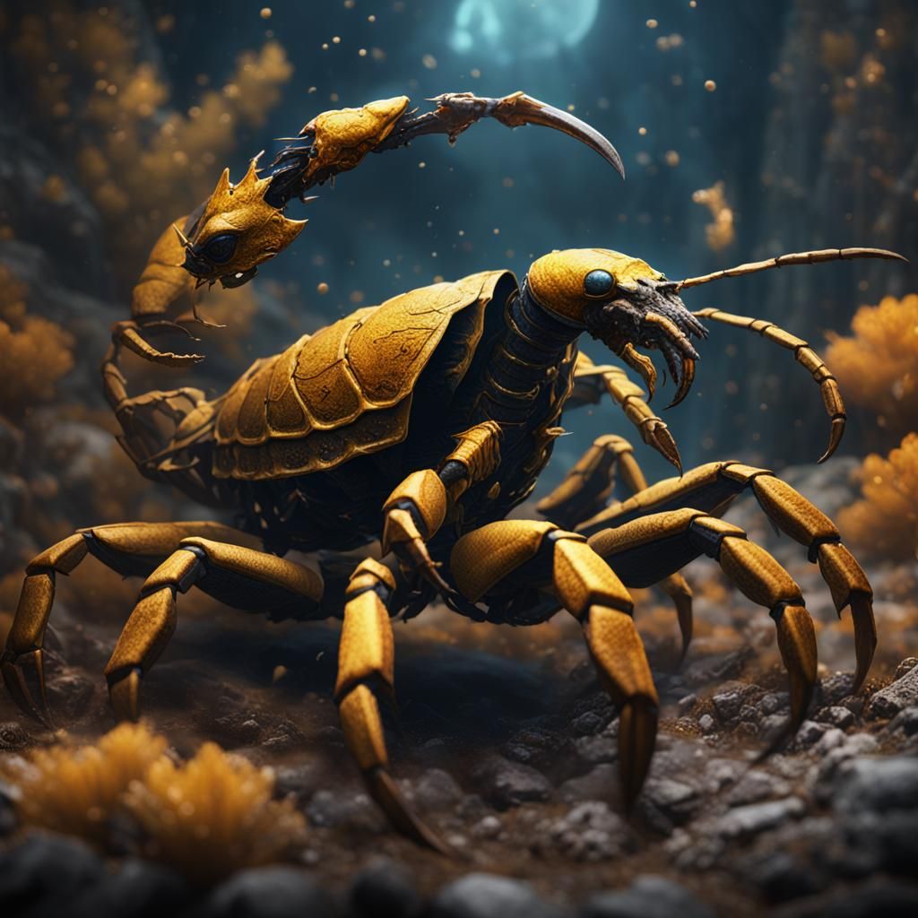Scorpion Rearing Up: Detailed Matte Painting