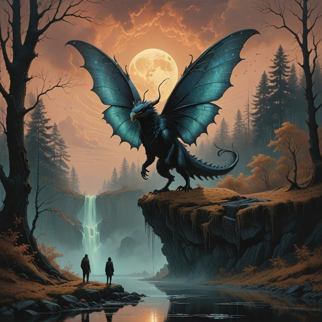 Ethereal Dragon Man in Ancient Asian Aesthetic