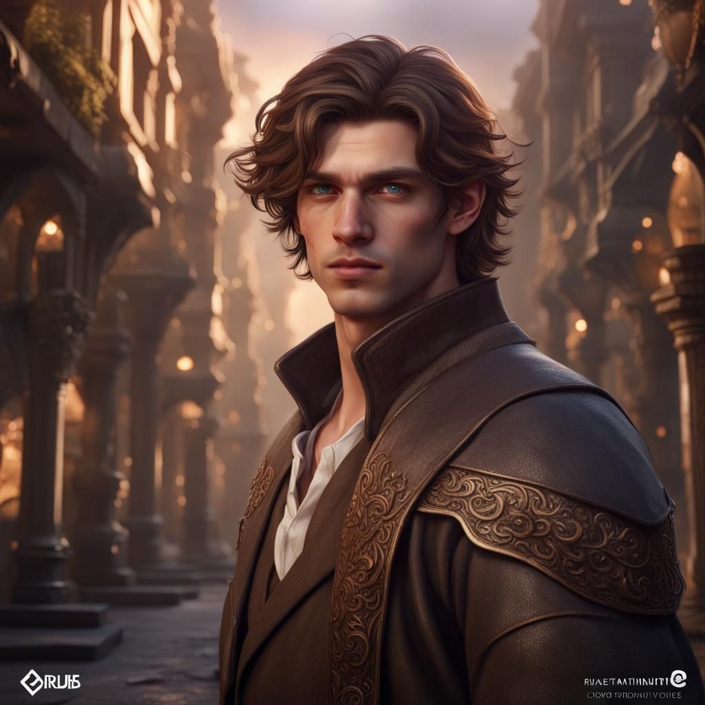 Young Man with Ruby Eyes: Fantasy Concept Art