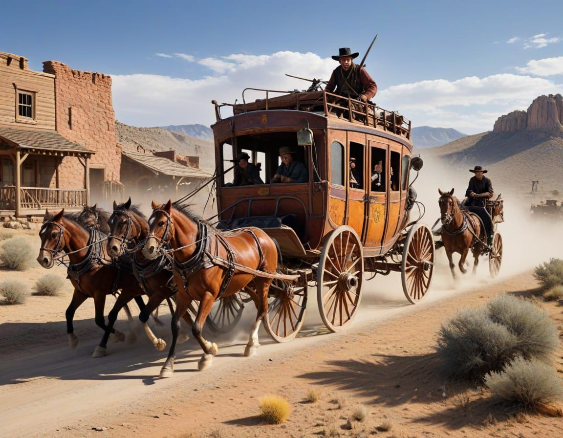 Old Western Stagecoach Escapes Bandits
