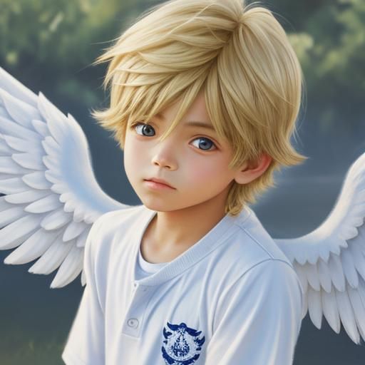 Photorealistic Cute Angel Boy Portrait
