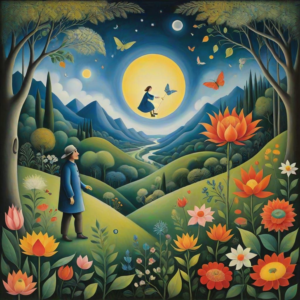 Surreal Blooming Mindscapes in Whimsical Artistic Fusion