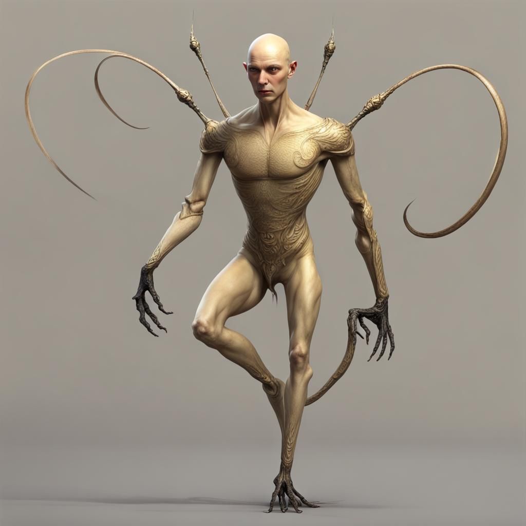 Pale Gold Leathery Humanoid with Bulging Eyes