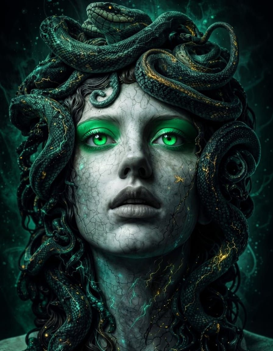 Medusa Goddess of Cursed Elegance in Dark Fantasy