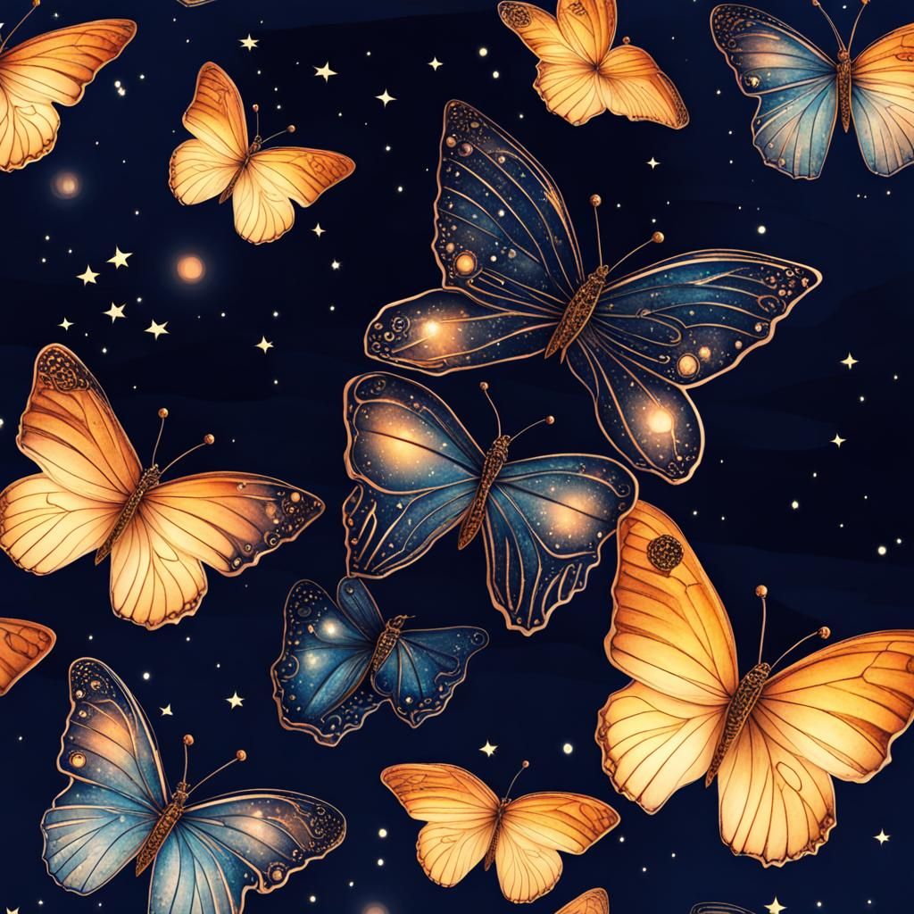 Butterfly Candle Flame in Night Sky