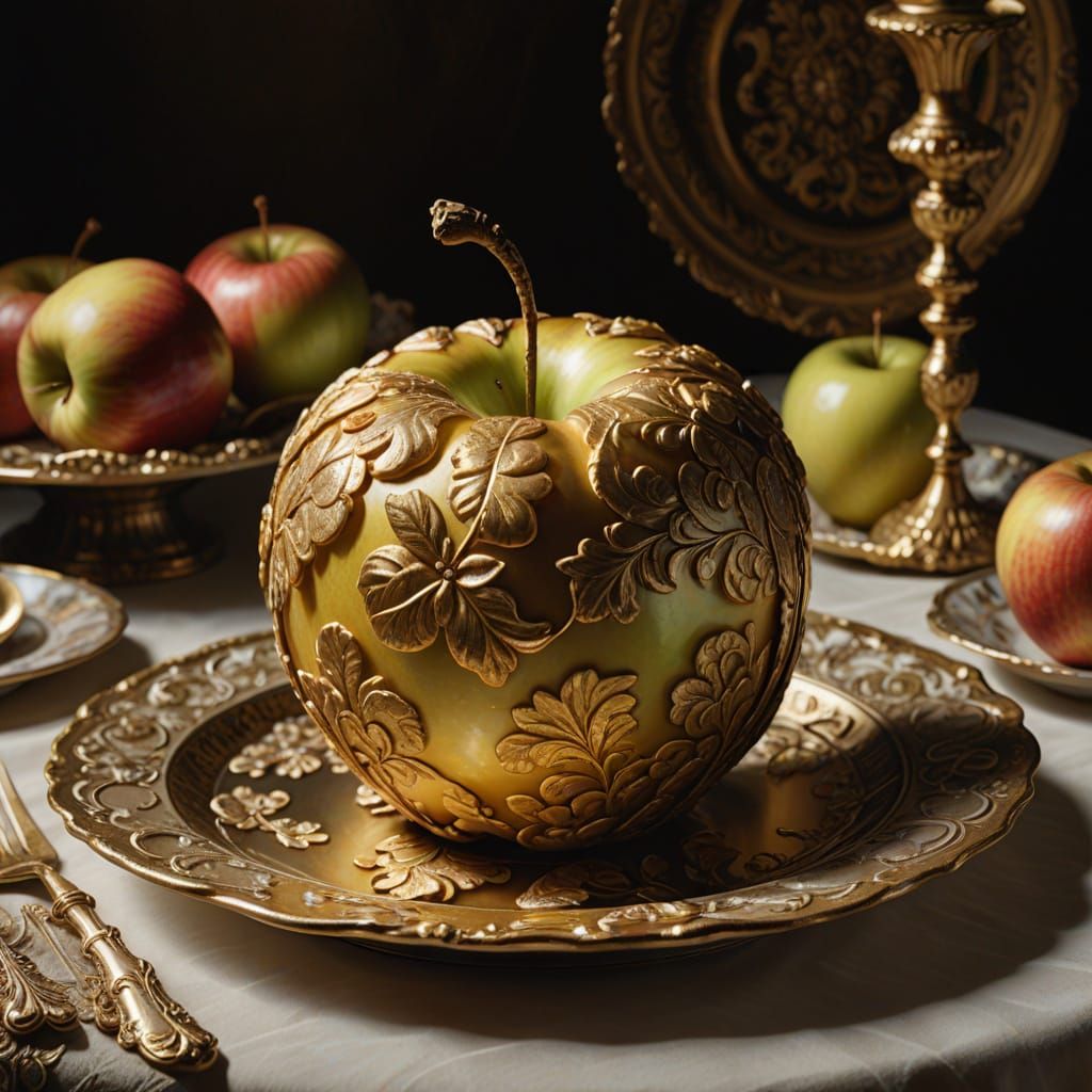 Elegant Baroque Still Life with Golden Hour Lighting