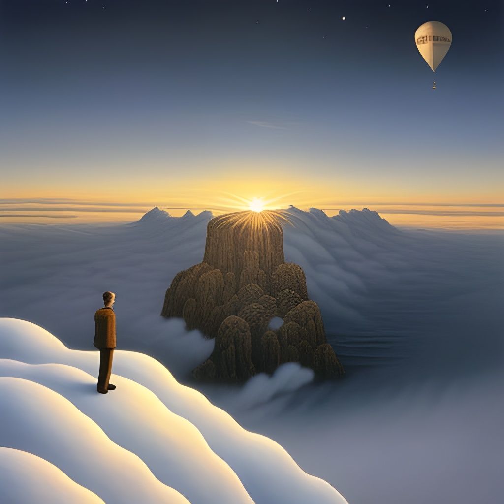 Surreal Wanderer Above a Sea of Fog