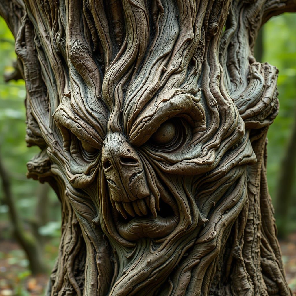 Ancient Peach Tree Transforms into Enchanted Witch's Face