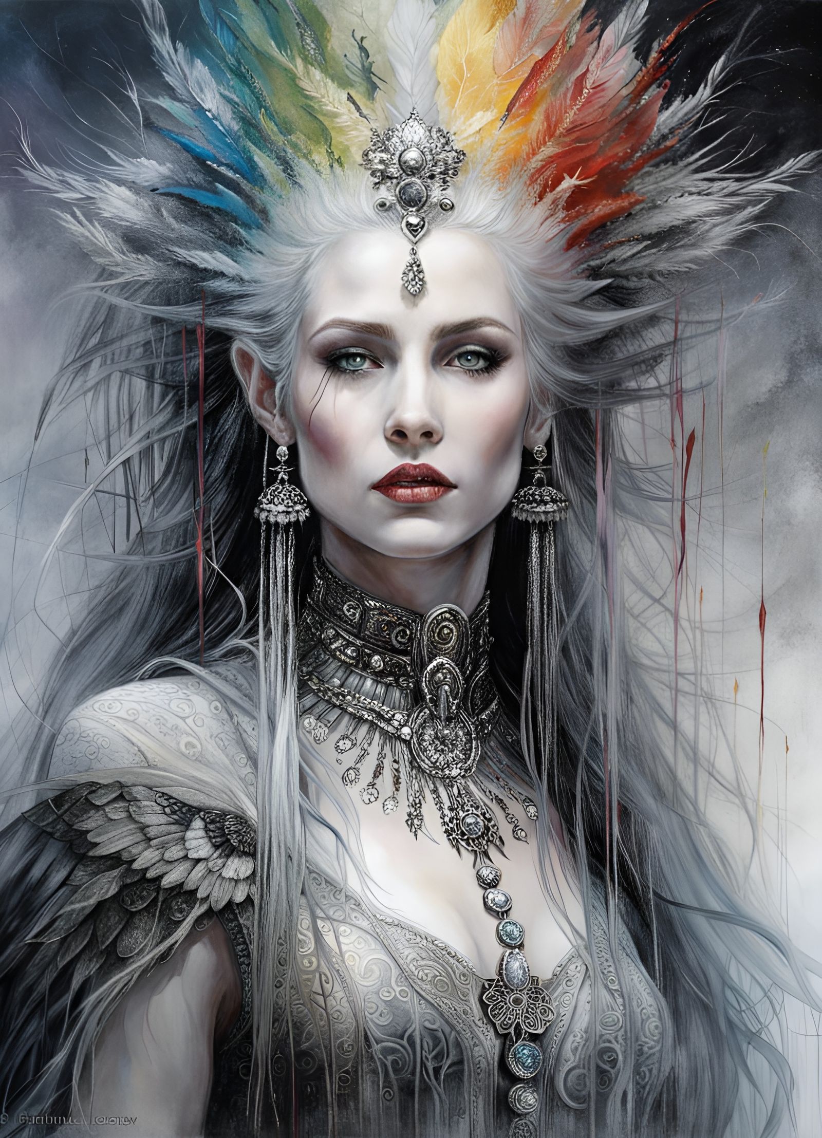 Mystic Dark Queen in Oil Painting Style