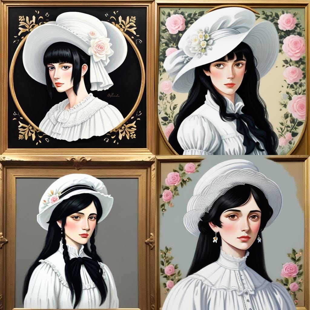 Girl in Regency Dress: Detailed Gouache Painting