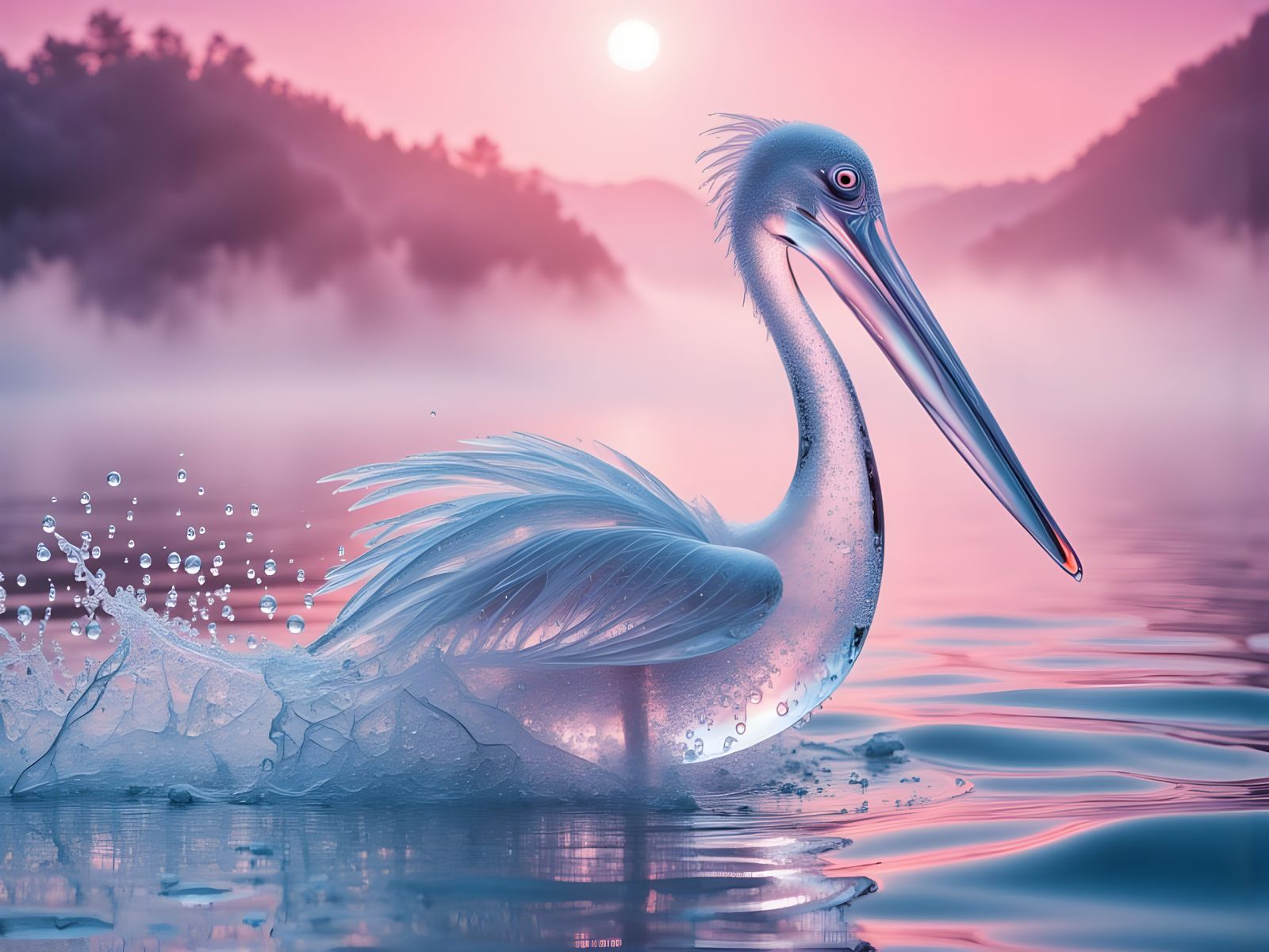 Majestic Water Pelican With Luminous Xray Body