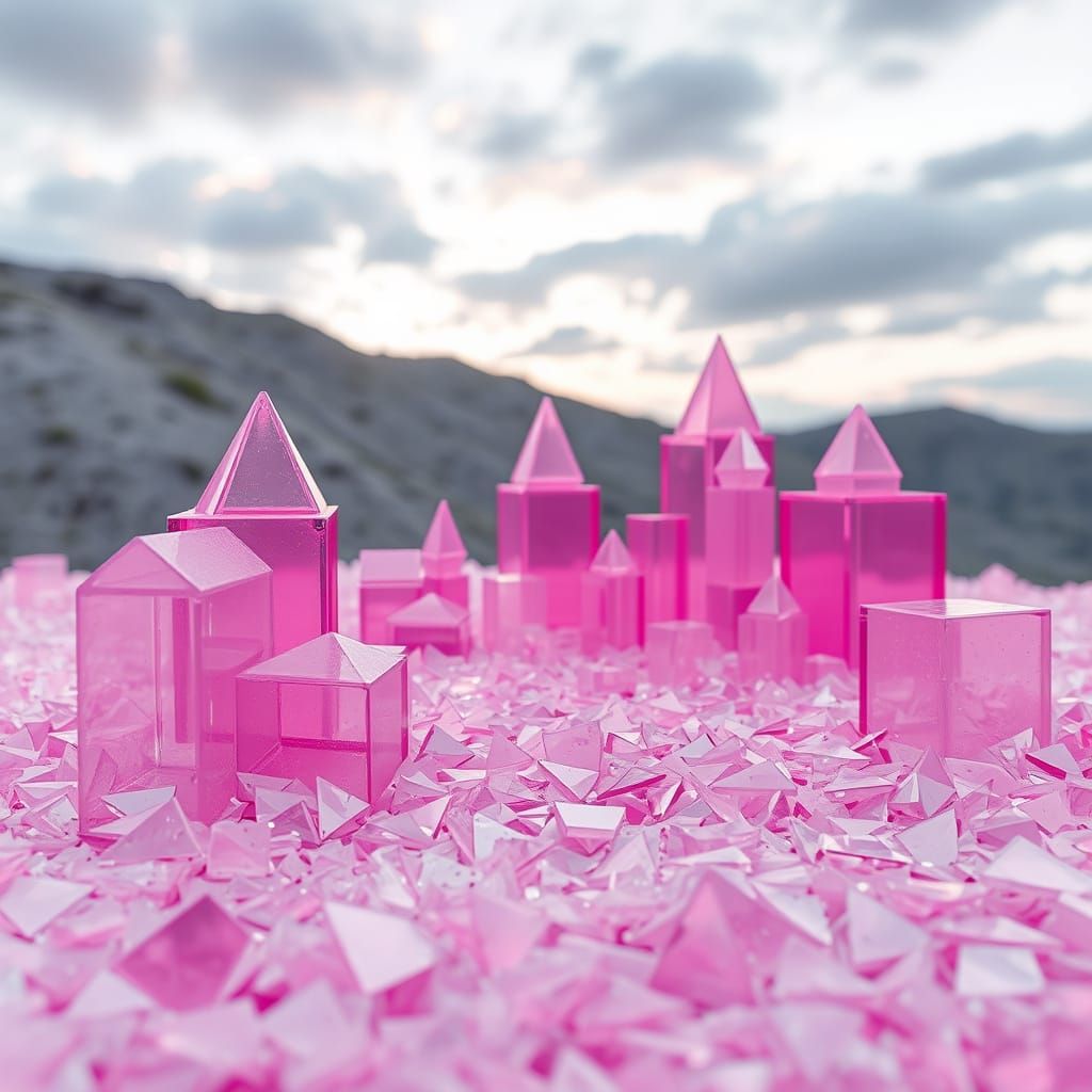 Pink City of Transparent Glass Shards