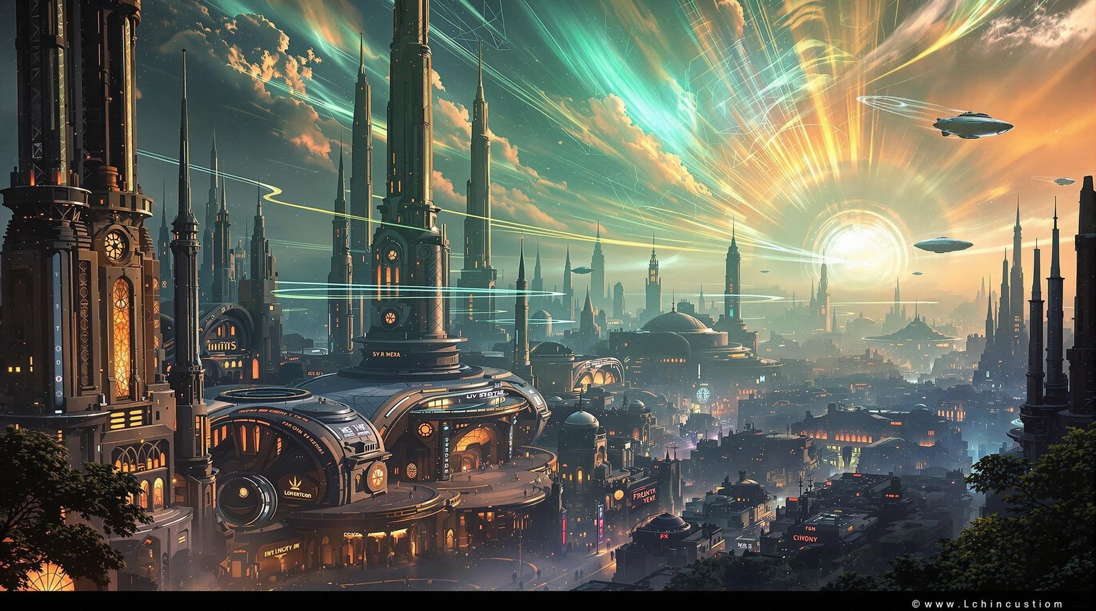 Cyberpunk Metropolis in Vibrant Hues