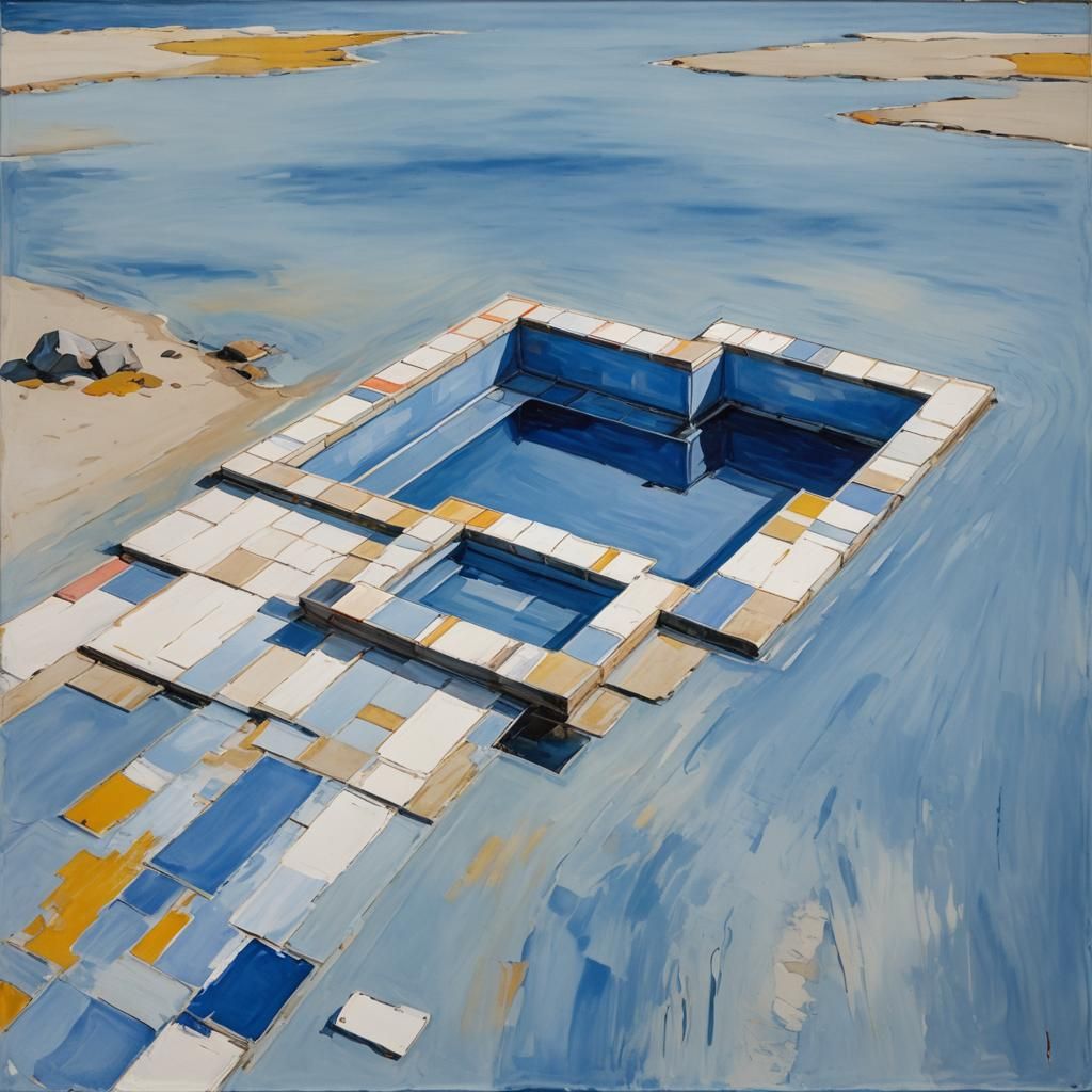 Modern Beach House in Gouache Style