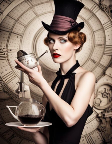 Steampunk Mad Hatter Tea Party in German Expressionism