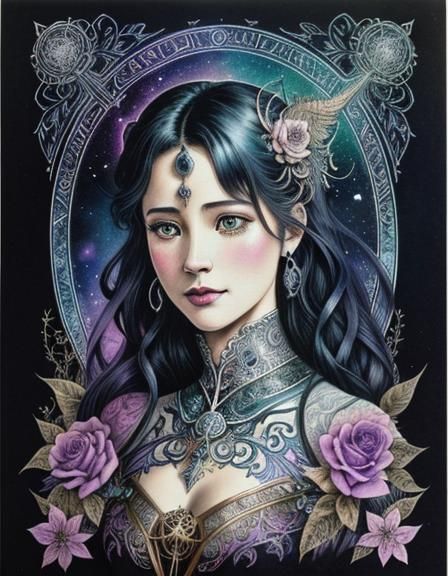 Mysterious Witchcraft Tree Spirit in Copperplate Style