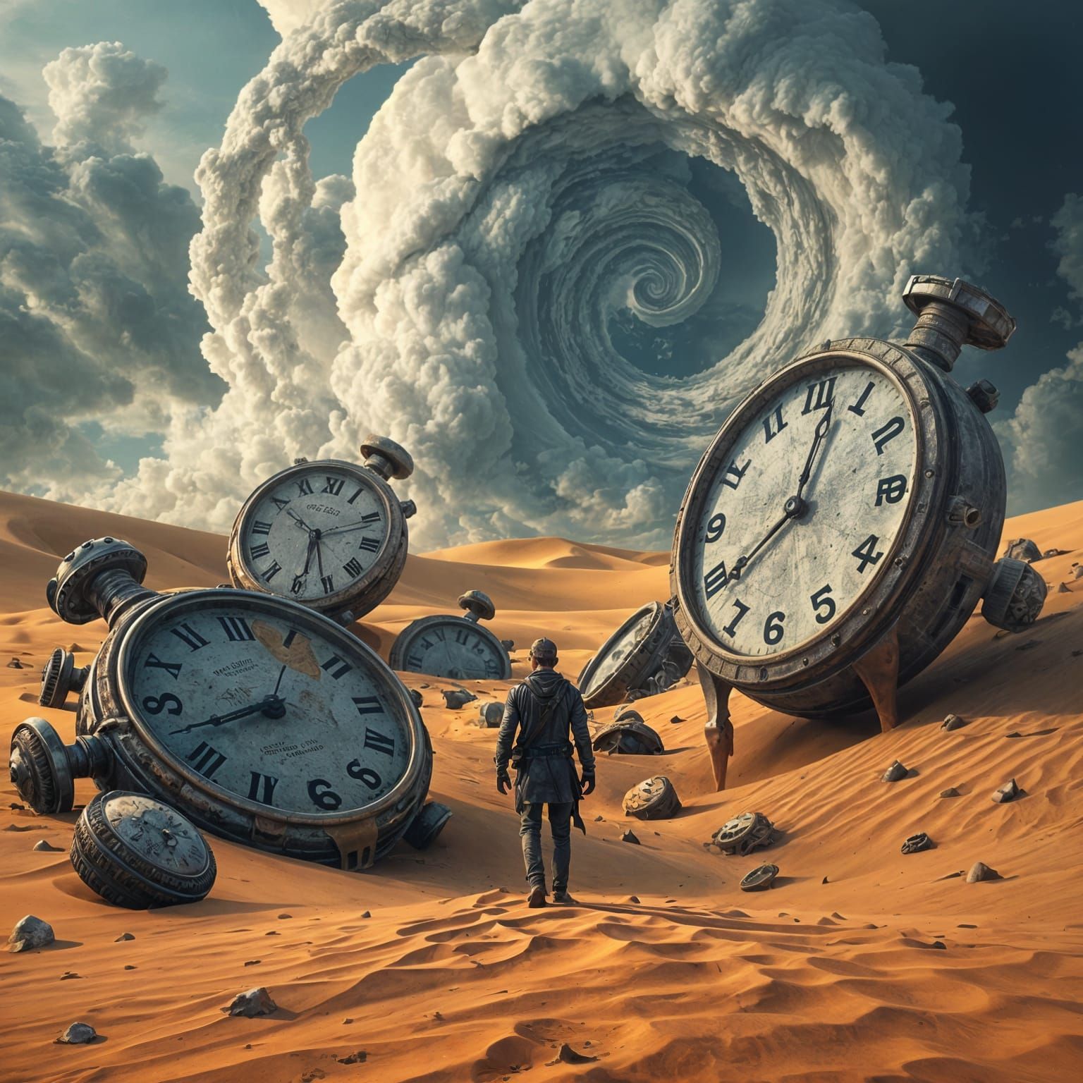 Surreal Desert Ruins with Twisted Time