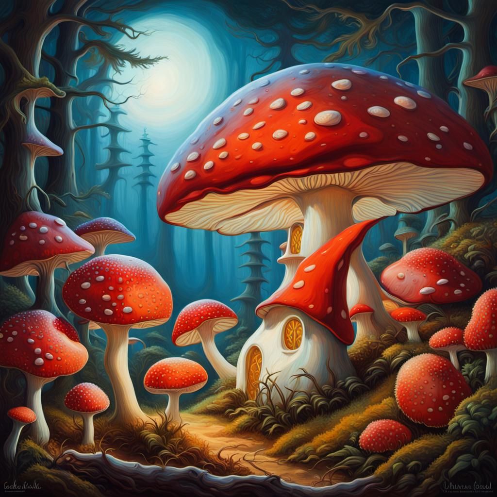 Krasnoludek śpi pod muchomorem