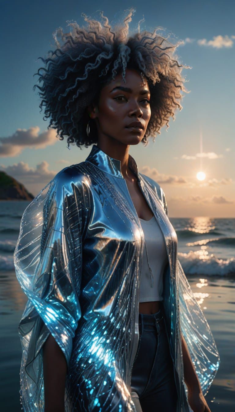 Serenely Radiant Afro-Brazilian Goddess in Luminous Aura