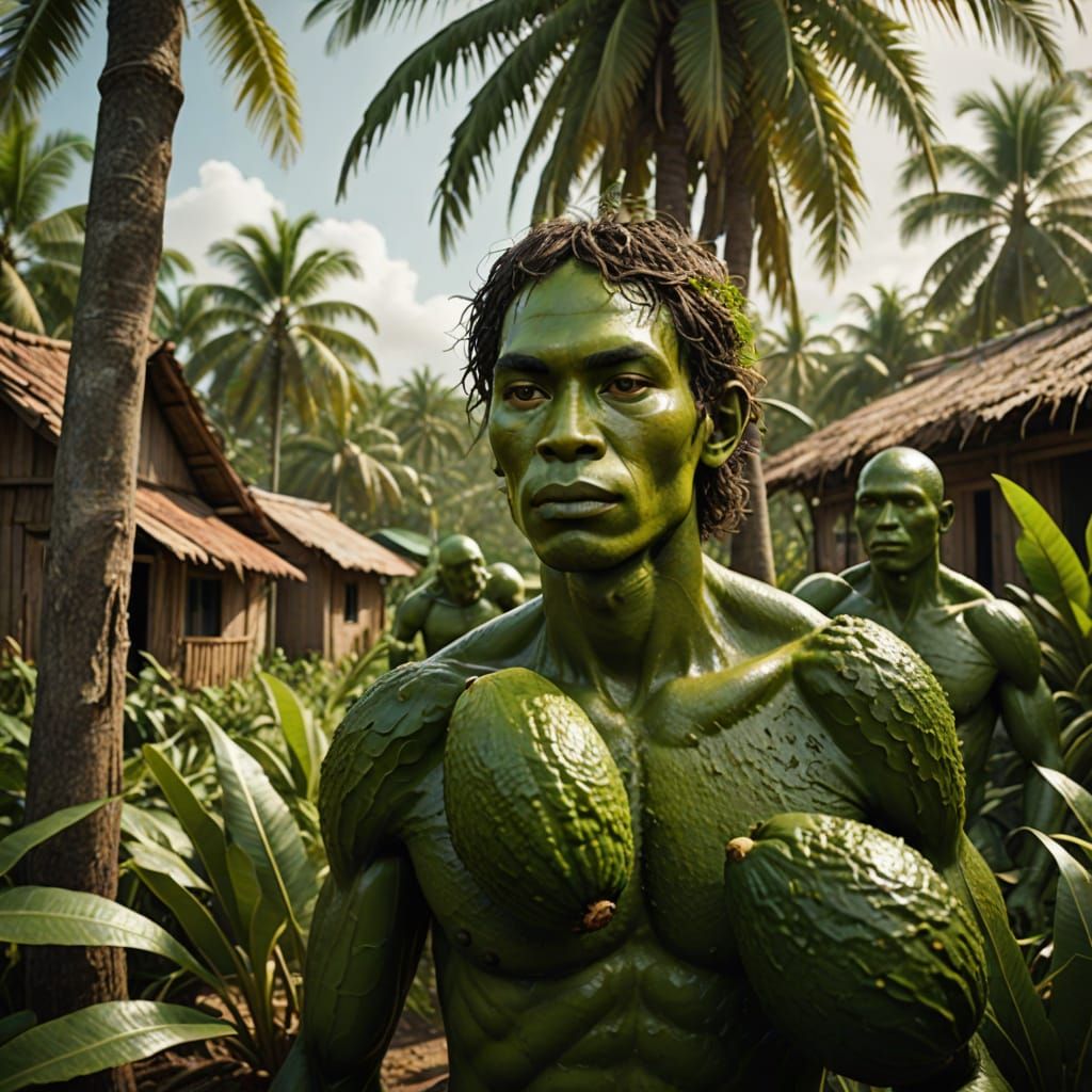 Vibrant Avocado Village in Tropical Paradise