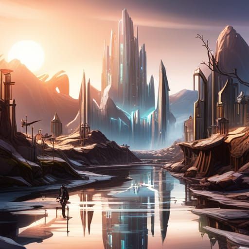 Frozen Future City Concept Art in 8K