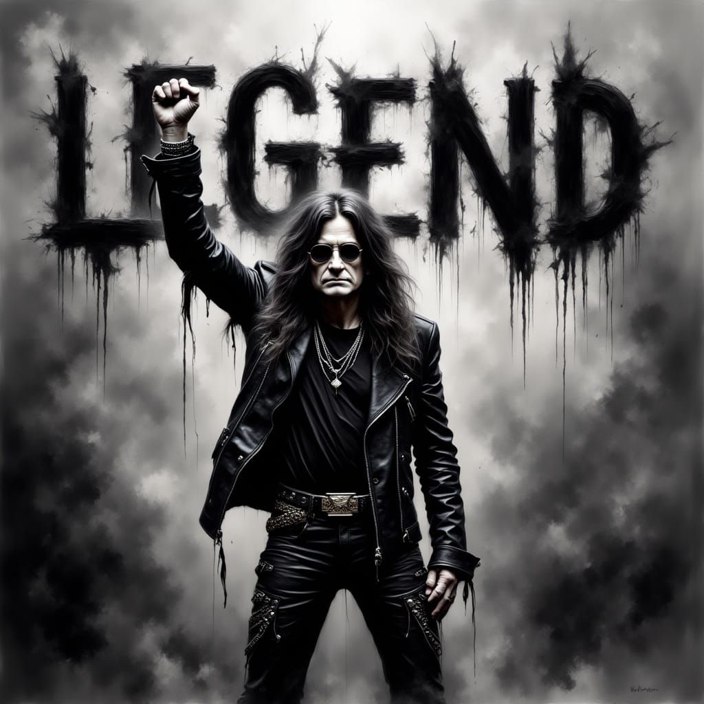 Ozzy Osbourne on Stage in Smokey Grunge Style